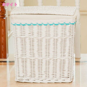 蓋つきランドリーバスケット おしゃれ 衣類バスケット 手編み ランドリーバスケット 収納バスケット 収納ボックス 籠 小物入れケース 小物入れ ナチュラル フタ付き 収納カゴ 収納かご ア