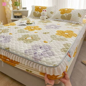 敷きパッド シングル 冬用 シープボア 水洗いキルト ベットパッド あったか 起毛 快眠 一体型ベットパッド ふんわり フランネル生地 秋冬 幾何学模様 フランネル ボアフリース ボックスシー