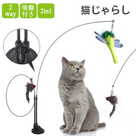 猫じゃらし 吸盤 固定 猫おもちゃ 釣り竿 4点セット 2in1 鈴付き 猫 猫用おもちゃ 羽根 ねこじゃら ネコ 猫用釣竿 交換用 羽 蝶 ネズミ 知育玩具 一人遊び トンボ