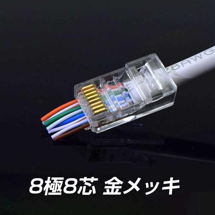 楽天市場】LANケーブル自作セット 貫通コネクタ100個+かしめ工具+LAN 