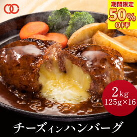 ＼ 期間限定 50%OFFで3,999円／ 濃厚 チーズ in ハンバーグ パテ 125g×16枚 2kg 肉厚 ジューシー 生 チーズインハンバーグ 冷凍 福袋 セット ギフト お肉 内祝い プレゼント 冷凍食品 送料無料 訳あり 食品 業務用 お中元 御中元 御中元ギフト