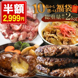 ＼期間限定！半額／ 【 最大 2kg10品から選べる 】 福袋 ハンバーグ 確定 福袋 訳あり 肉 食品 はしっこ豚 牛丼 豚肉 はしっこ 焼肉 チーズインハンバーグ おつまみ 選べる福袋 冷凍食品 冷凍 時短 惣菜 0617 お中元 御中