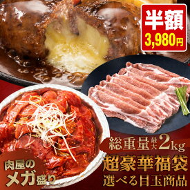 ＼期間限定！半額／ 選べる目玉 超豪華 福袋 最大2kg 黒毛和牛 TOKYO X ハムカツ 訳あり 在庫処分 食品 牛肉 豚肉 肉 豚 はしっこ豚肉 牛ひき肉 ハンバーグ チーズインハンバーグ カルビ 島原ハム 冷凍食品 時短 仕送り