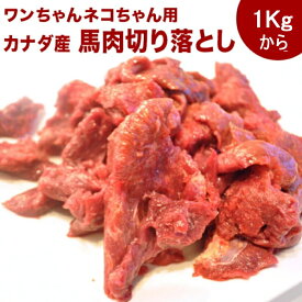 【赤身1Kg～】《業務用簡易パック》カナダ産【カタマリ】馬肉切り落とし 1Kg～　ペッフード　ドックフード　キャットフード