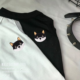 犬服　黒柴　柴犬　ワンポイント　ワッペン　タンクトップ　ドッグウェア　ペット服　XS-XXXLサイズ　送料無料