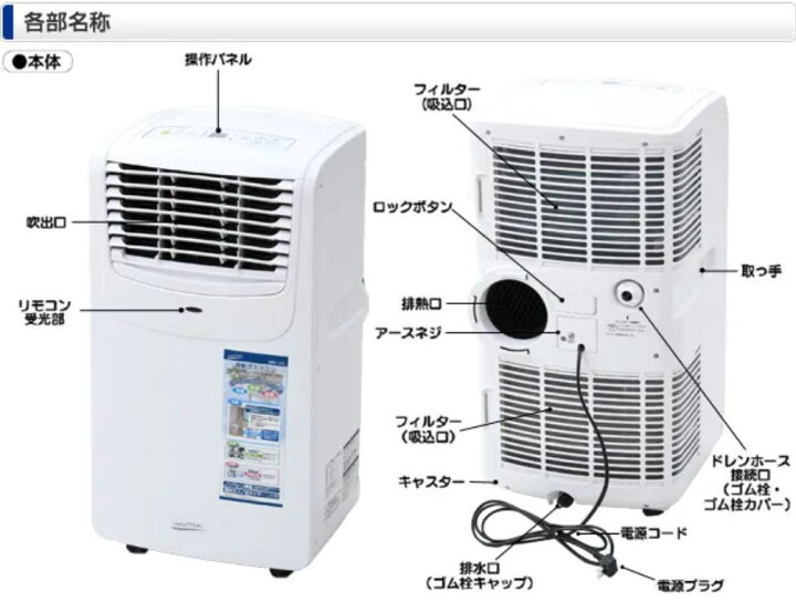 楽天市場】在庫あり ナカトミ MAC-20N 移動式エアコン 単相100V 窓取付 