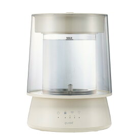 【2026年2月上旬～中旬発送予定】スチーム加湿器 上部給水式 大容量2.6L ガラス おしゃれ QUADS 透明. 洋室17畳対応 静音 高加湿 加熱式 安全機能付き LEDライト チャイルドロック付き 上から給水 うるおい 乾燥対策 インテリア 木造10畳 便利 簡単 リビング オフィス