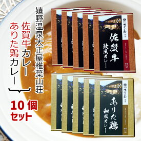 【送料無料】 お得な大正屋椎葉山荘監修 佐賀牛カレー ありた鶏カレー 10個セット 中辛 カレーライス ビーフ 鶏肉 レトルト 和風 欧風 ビーフカレー 和牛 国産 湯煎 惣菜 時短 グルメ ご当地 本格的 大人 弁当 簡単調理 食品 アウトドア キャンプ プレゼント ギフト 母の日