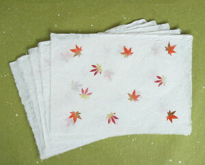 和紙 季節のランチョンマット 敷き紙 食事会 手漉き紙 紅葉 中判 5枚入