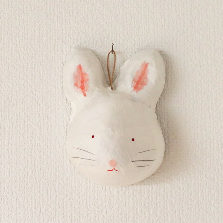 楽天市場】張り子 壁飾り ウサギ 面 和紙 壁掛け 和風 お面 兎 十五夜  