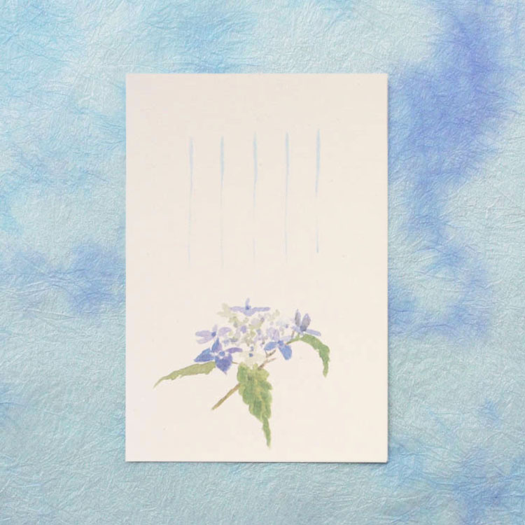 めでたや 季節の草花のイラスト・和紙はがきの絵手紙 季節のはがき［初夏］山あじさい
