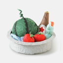 夏 玄関 飾り 置物 置き物 ミニチュア タライ 夏野菜 ラムネ レトロ 瓶ビール スイカ トマト かわいい 店舗 会社 装飾|和紙の小さなお飾り めでたや遊び 夏の涼