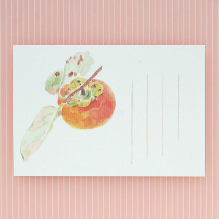 楽天市場 和紙の絵葉書 果物 イラスト ポストカード 手紙 季節の絵はがき 秋 柿 和紙の店 めでたや 楽天市場店