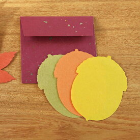 和紙のミニレターセット カードと封筒セット 気持ちを添える ひとこと箋 どんぐり 3色 各2枚