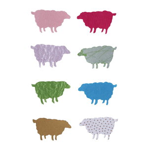 和紙パーツ 羊 オーナメント ペーパークラフト 工作 めでたや工房 和紙きり絵 カラフルひつじ【8色 左・右各1枚入】