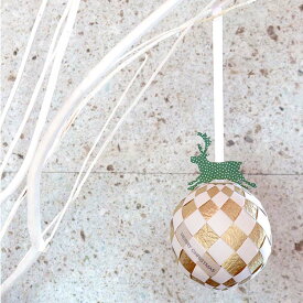 medetaya modern和紙 クリスマス飾り 装飾 格子柄 ギフト オーナメントボール 金 トナカイ