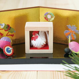 和紙のお正月飾り 迎春 酉年 コンパクト 置物 干支飾り 歳ます 一番鶏