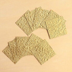 和紙パーツ シール 手作り 年賀状 素材 クラフト お祝いオーナメント 四角シール もみ紙 金 10枚入