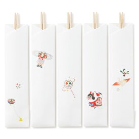 祝箸 正月 和紙 国産 檜 お正月 祝い箸 お祝い 食事会 新年 祝膳 おもてなし 食事会 来客 日本製 シンプル おせち 料理 おもてなし かわいい|正月あそび 箸包み 5膳入