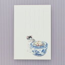 和紙の絵葉書 ハチワレ イラスト ポストカード 季節の絵はがき［冬］猫と火鉢
