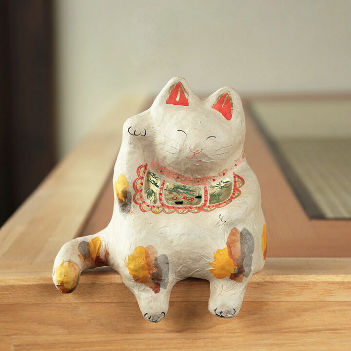 楽天市場】【送料無料】招き猫 置物 和紙 お祝い 商売繁盛 千客万来 