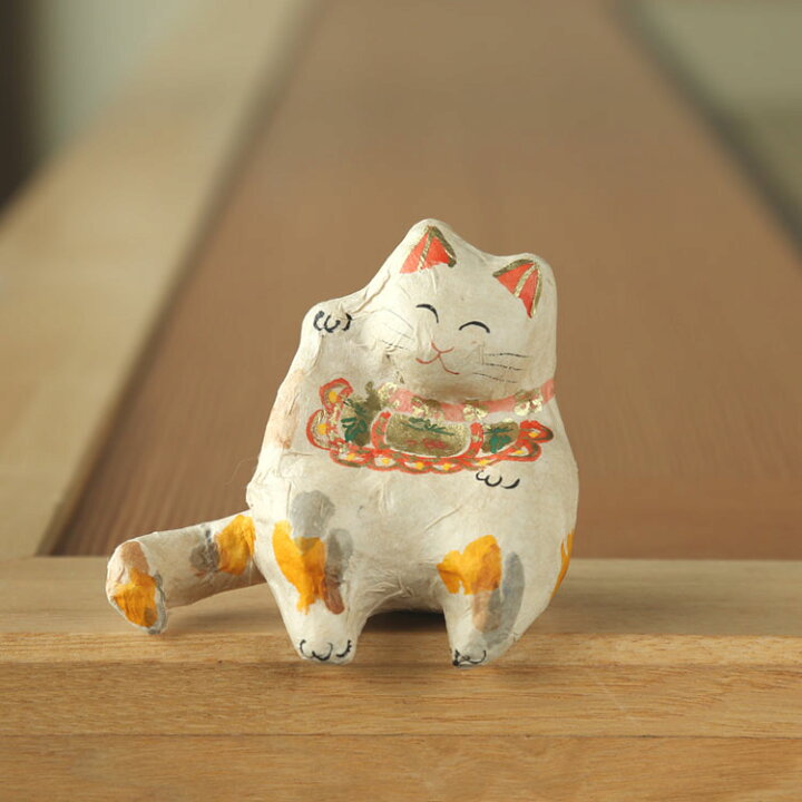 楽天市場】招き猫 ねこ 置物 和紙 お祝い 商売繁盛 千客万来 張り子 