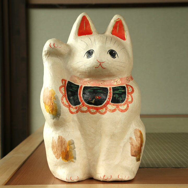 楽天市場】【送料無料】招き猫 置物 和紙 お祝い 商売繁盛 千客万来 