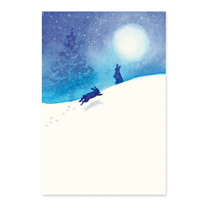 和紙の絵葉書 クリスマスカード ポストカード 季節のはがき［冬］親子うさぎ