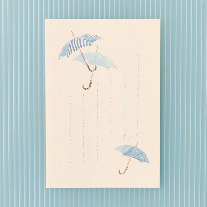 楽天市場 和紙の絵葉書 傘 雨 イラスト ポストカード季節の絵はがき 初夏 かさ 和紙の店 めでたや 楽天市場店