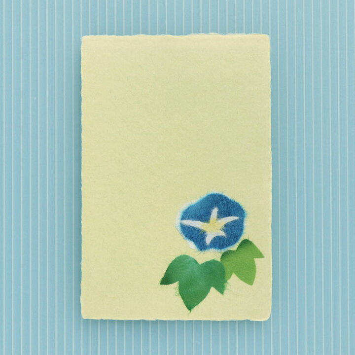 楽天市場 和紙の絵葉書 手漉き 夏の花 ポストカード 手紙 暑中見舞い 添え状ちぎり絵はがき 夏 朝顔 A 和紙の店 めでたや 楽天市場店
