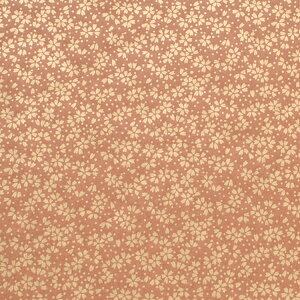和紙 色鳥の子紙 シルク印刷 さくら 塗り 茶×金(338-ホ)【約40 × 55cm】1枚