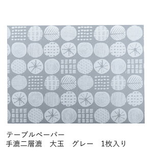 和紙 ランチョンマット 紙製 プレースマット テーブルペーパー 手漉二層漉 大玉 グレー 1枚入