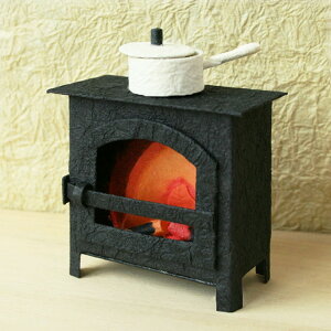 暖炉 鍋 Fireplace 豆炭 冬 置物 置き物 ミニチュア 写真撮影 小物 和雑貨 オブジェ ディスプレイ ミニ 手作り ドールハウス|和紙の小さな飾り めでたや遊び 暖炉