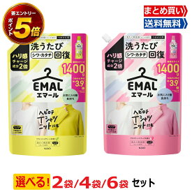 【要エントリー★9/11~9/14 全品P5倍＆送料無料 】まとめ買い エマール EMAL 詰め替え 1400ml 洗濯洗剤 おしゃれ着用 詰替 大容量 まとめ買い 2袋 4袋 6袋 リフレッシュグリーン アロマティックブーケ
