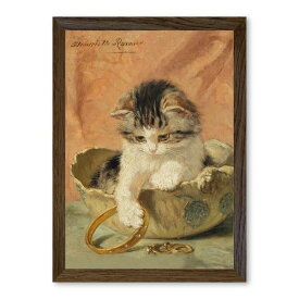 A3・A4ポスター　【ヘンリエッタ・ロナー＝クニップ】宝石で遊ぶ子猫　光沢紙　インテリア　アートポスター　ネコ　猫　アンティーク　かわいい　玄関　リビング　ポイント消化　送料無料