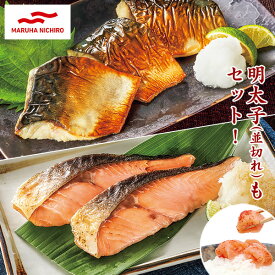 骨なし国産さば+サーモン 50枚セット+明太子並切れ100g【はぴねすくらぶ】焼き魚セット さば30枚＆サーモン20枚 合計1kg