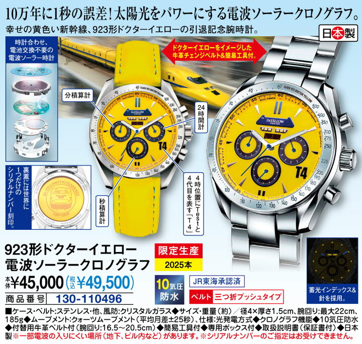 楽天市場】923形 ドクターイエロー(T4)電波ソーラークロノグラフ : は 