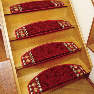 ポーランド製ヨーロピアンダイヤ柄階段マット<レッド グリーン|13枚組 14枚組 15枚組>