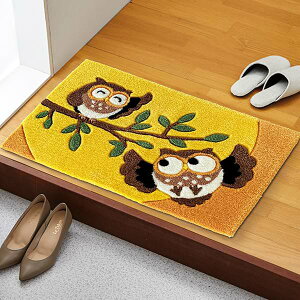 ふくろうカービング玄関マット<45×75cm 55×85cm 65×120cm>