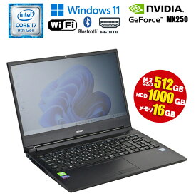 当日出荷 限定1台 【中古】 ノートPC mouse computer MB-K700 グラボ搭載 Windows11 Core i7 9750H 2.60GHz メモリ16GB M.2SSD512GB HDD1TB GeForce MX250 HDMI WEBカメラ 初期設定済 90日保証 ノートパソコン