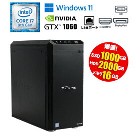 当日出荷 【中古】 スタンダードモデル ゲーミングPC Windows11 Home Core i7 9700 3.00GHz メモリ16GB SSD1TB HDD2TB ドライブレス GTX1060 VRAM 6GB HDMI DisplayPort DVI 初期設定済 90日保証 送料無料 ゲーミングパソコン ゲーミング