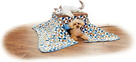 新品！ペティオ (Petio) 犬猫用 カラダ全体をあたためるペットのための電気こたつ2 抗菌防臭生地 三角柄 ファー 110L x 110W x 32H cm