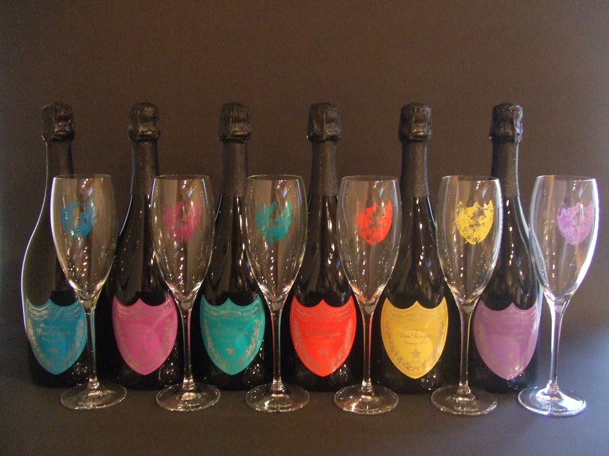 アンディ ウォーホルに捧げるドンペリ ウォーホル専用グラス付 2002 ドン ペリニヨンアンディ ウォーホル 日本最大級 カラーラベル Label Color 肌触りがいい 6本+グラス６脚セットDom Andy Warhol Perignon