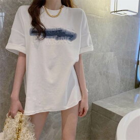 トップス Tシャツ プルオーバー 夏 春 秋 かわいい きれいめ カジュアル ゆったり 白シャツ オーバーサイズ ゆったり ロング 長め 半袖 五分袖 Uネック ラウンドネック クルーネック レギュラーカラー BIGシルエット シンプル 白 ホワイト ワンサイズ かわいい 大人可愛い