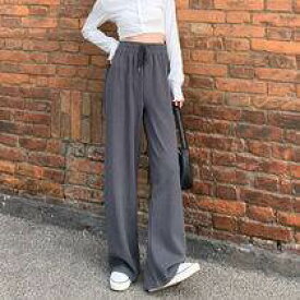 【P2倍&クーポン有】パンツ ボトムス レディース イージーパンツ ストレート 春 夏 秋 冬 フルレングス ストレート ワイドレッグ ドロスト ブラック グレー ホワイト 無地 サイズ豊富 S M L XL LL 2XL 3L 3XL 4L 4XL 5L 学校 バイト 旅行 外出 スニーカーコーデ