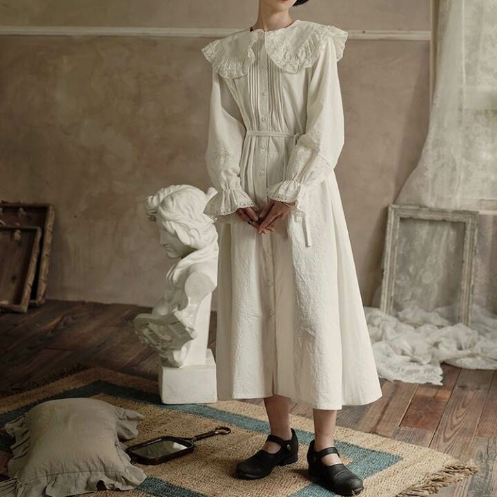 楽天市場】【P2倍&クーポン有】デカ襟 ワンピース シャツワンピース 春  