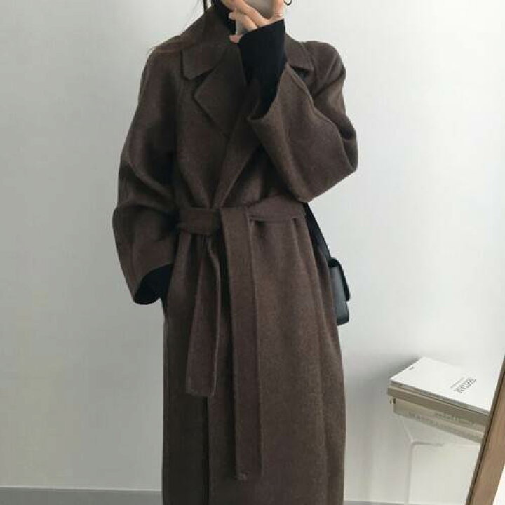 エストネーション ガウンコート ロングコート ウエストリボン ゴート 