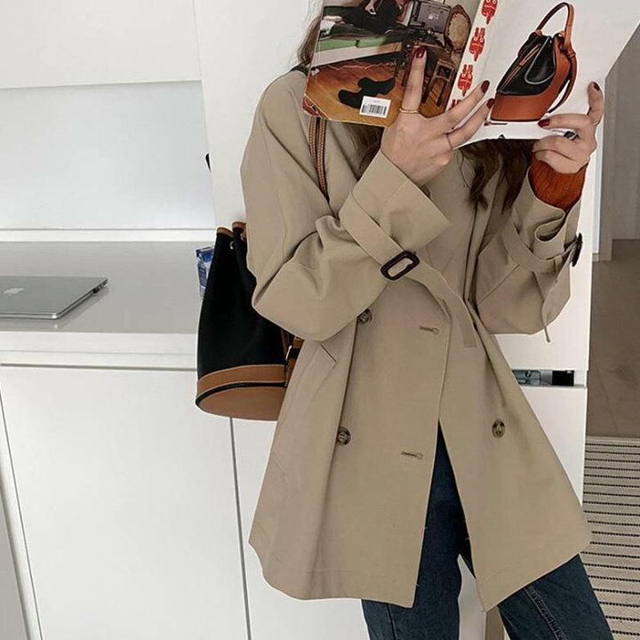 楽天市場】【全品ポイント2倍中!】ミドル丈 ベージュ トレンチ コート  