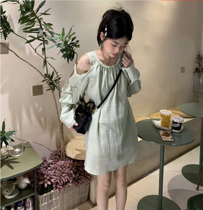 楽天市場】【P2倍&クーポン有】ミニ 萌袖 クルーネック ワンピース  