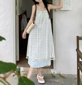 【SALE30％クーポン有!】送料無料 個性的 春服 夏服 レース キャミ レディース ワンピース フレア チュール キャミワンピ 袖なし フレア レース 刺繍 オーガンジー ふわふわ 透け感 インスタ映え モテ 流行 トレンド 体型カバー 普段使い コーディネート